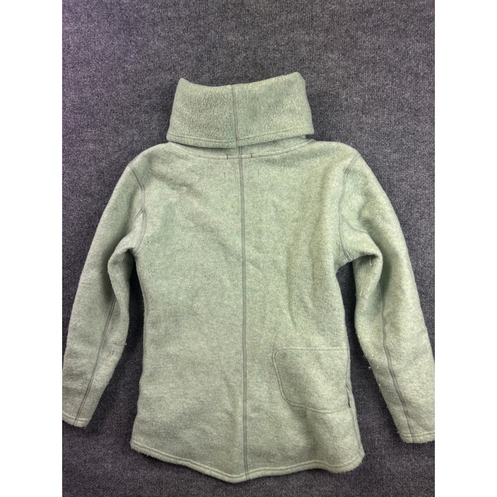 Smartwool Hudson Trail Pullover Women Small Green Wool Blend Fleece Funnel Neck - Picture 8 of 9